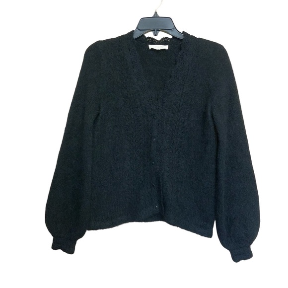 La Maille Sezane Angie Cardigan Sweater Womens XS Black Crochet, Feminine New - Picture 4 of 16